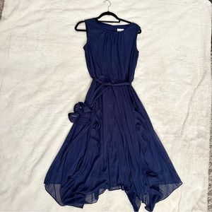 J. Taylor Women’s Sparkle Glitter Blue Party Dress Asymmetrical Wedding Layered